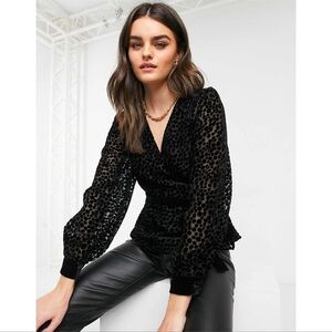& OTHER STORIES Velvet Devore Wrap Top In Black